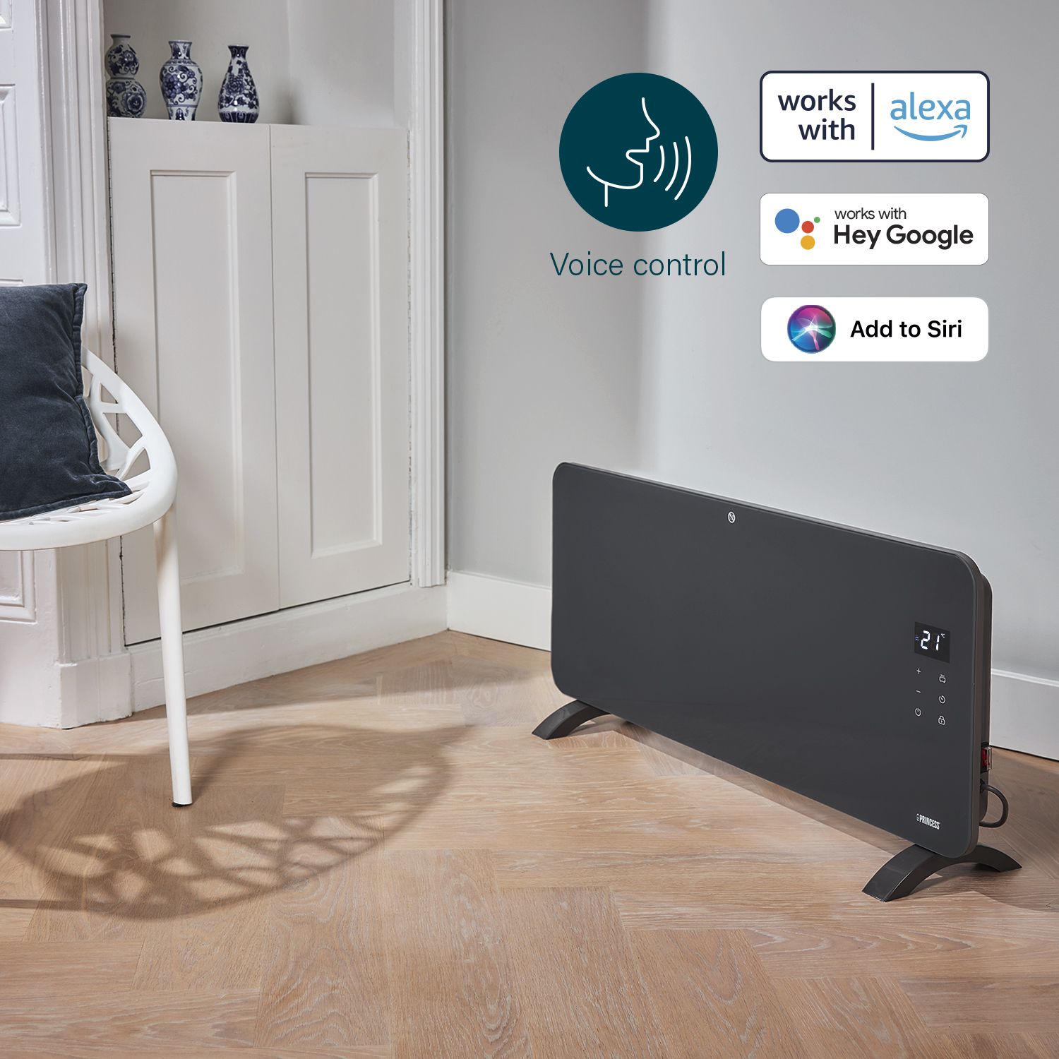 Princess Electric 1500W Grey Smart Panel heater
