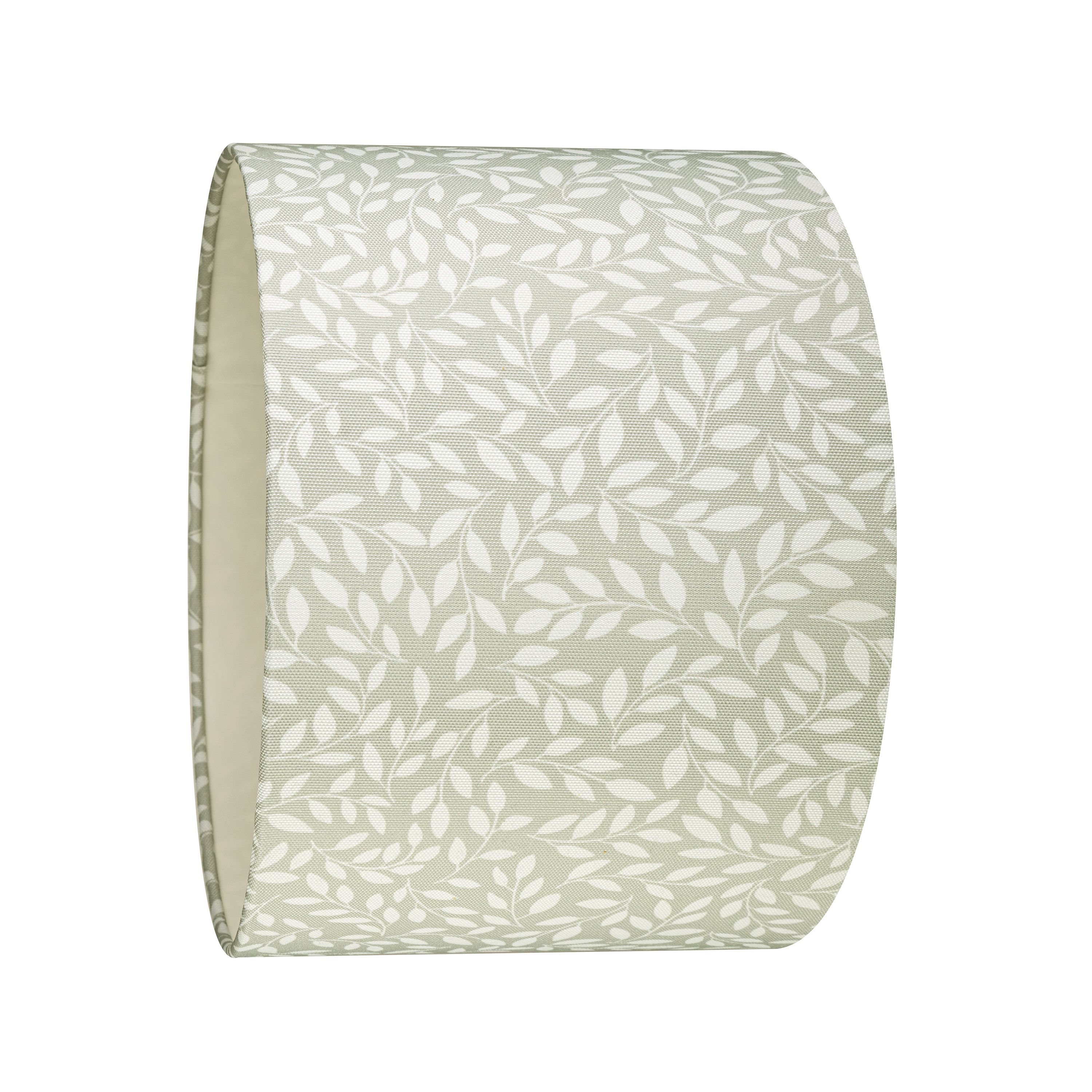 Printed Grey & White Leaves Drum Lamp shade (D)30cm