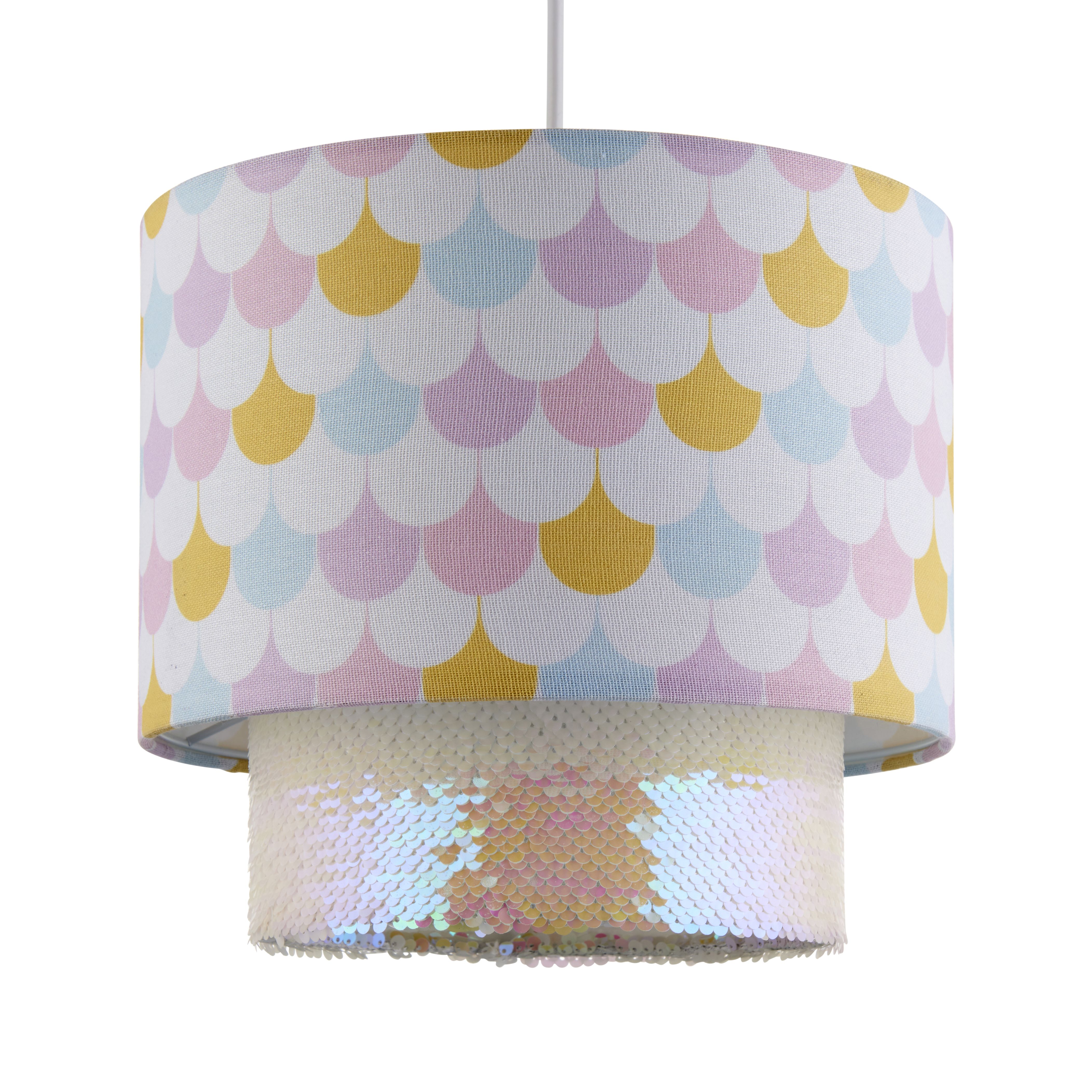 Printed Multicolour Glitter effect Mermaid Light shade (D)25cm