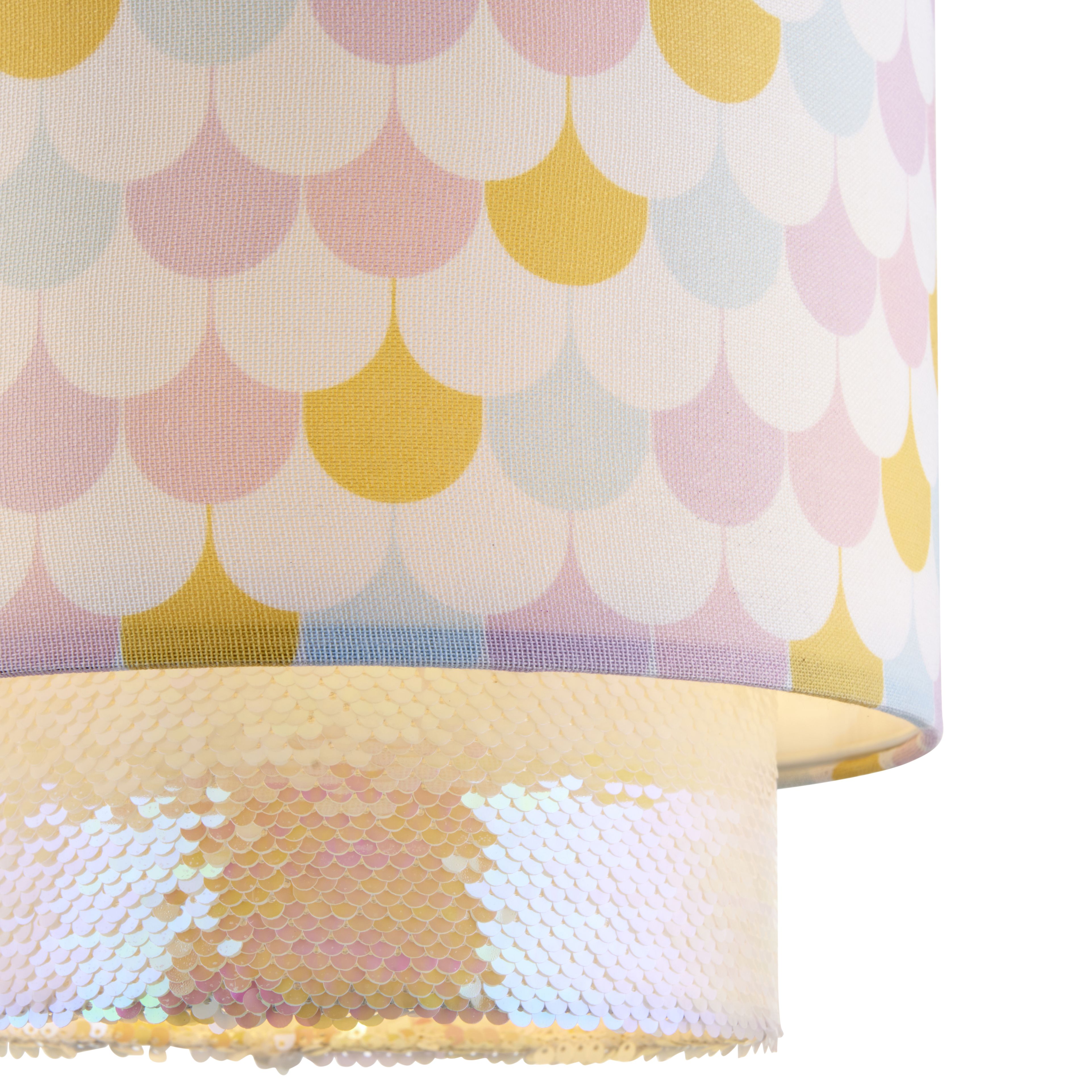 Printed Multicolour Glitter effect Mermaid Light shade (D)25cm