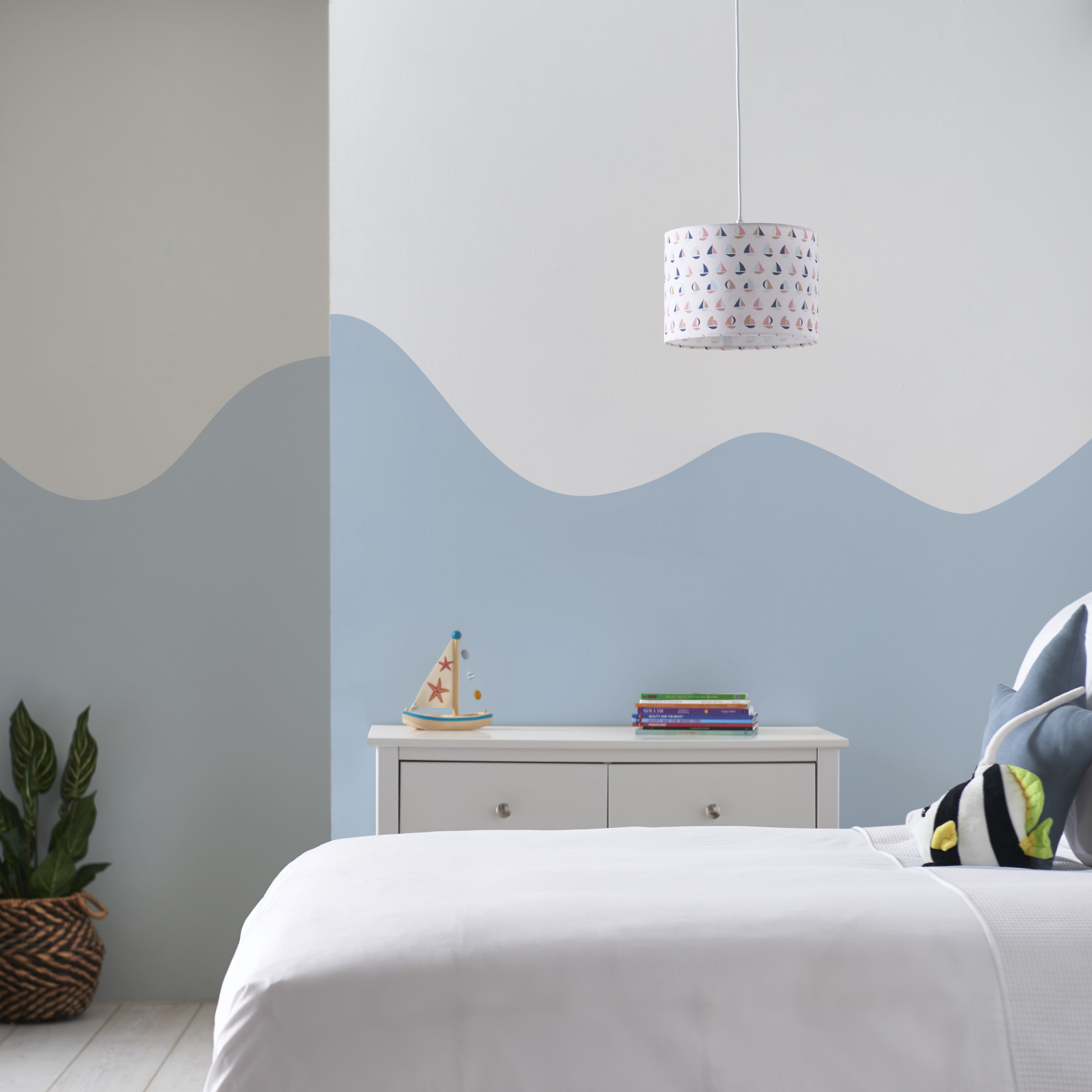 Printed Multicolour Sailing boat Light shade (D)25cm