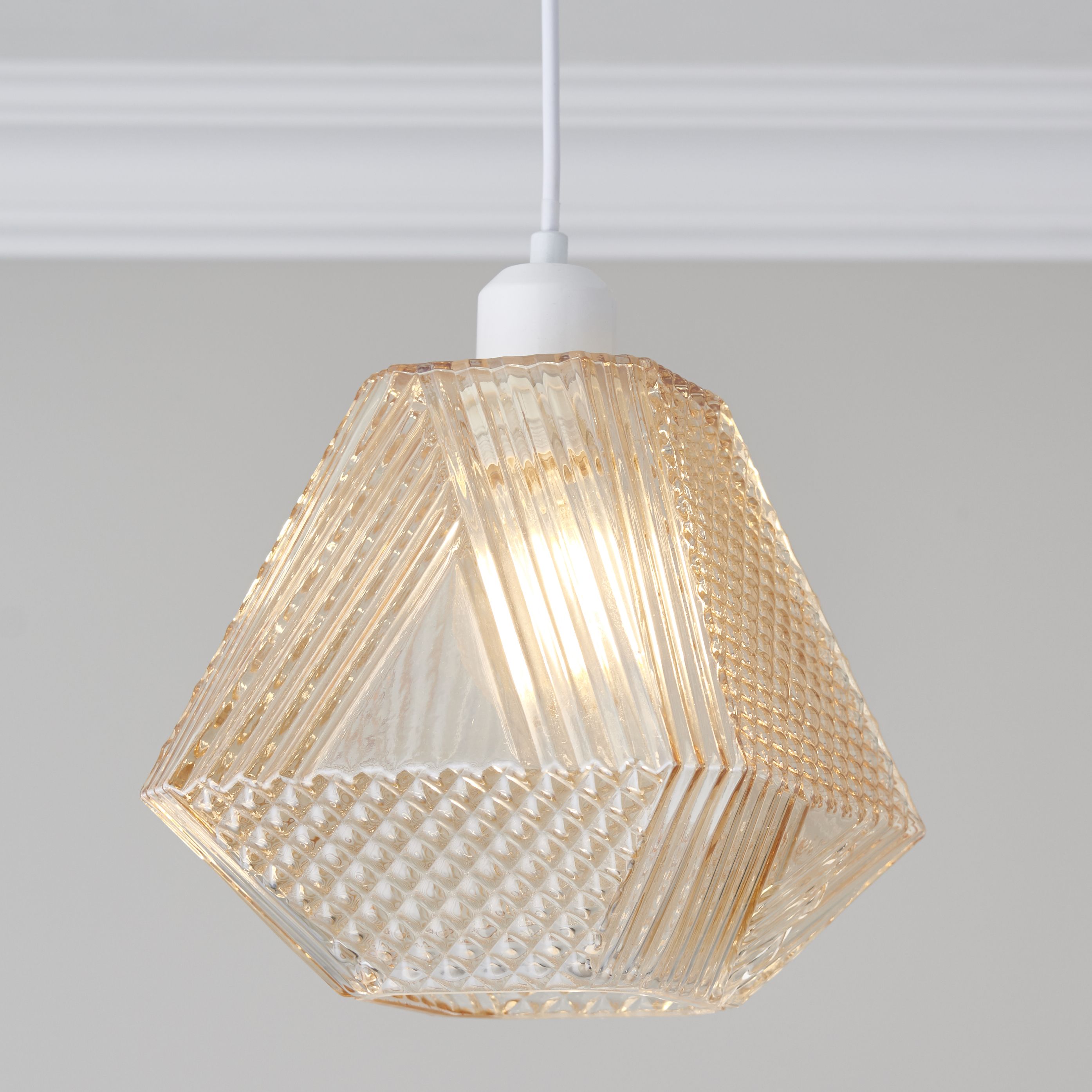 Prism Textured Champagne Pendant ceiling light, (Dia)200mm