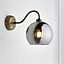 Priva Ribbed Antique brass effect Wired Wall light 94672