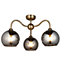Priva Ribbed Glass & steel Antique brass & smoked glass effect 3 Lamp Ceiling light