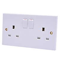 Pro Power White Double 13A Switched Socket with White inserts