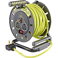 PRO XT 2 socket Green & Grey Cable reel, 25m