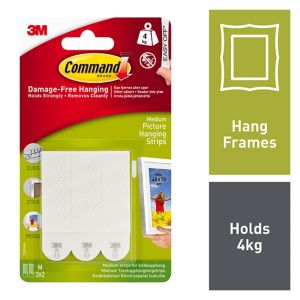 Image of 3M Command White Picture hanging strip Pack of 3