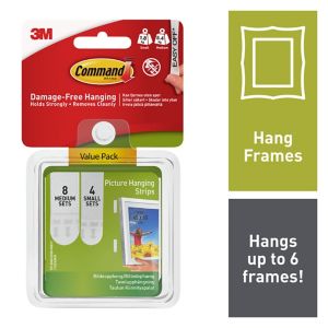 Image of 3M Command White Foam Picture hanging strips Pack of 12
