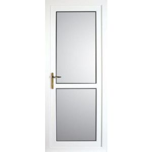 Obscure Double Glazed Mid Bar White Upvc Back Door & Frame, (H)2055mm (W)840mm