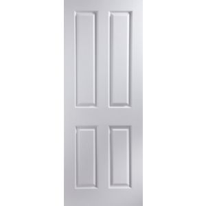 4 Panel White Woodgrain Effect Internal Door, (H)1981mm (W)838mm (T)35mm