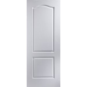 Image of 2 panel Arched Pre-painted White Woodgrain effect LH & RH Internal Door (H)1981mm (W)610mm