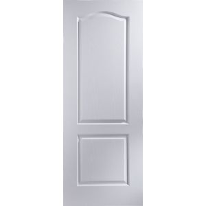John Carr 2 Panel Arched Primed White Woodgrain Effect Lh & Rh Internal Door, (H)1981mm (W)762mm (T)35mm