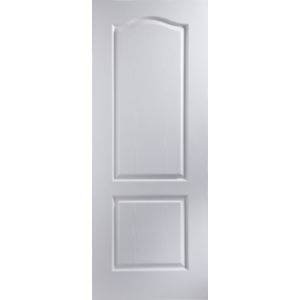 Image of 2 panel Arched Primed White Woodgrain effect LH & RH Internal Door (H)1981mm (W)610mm