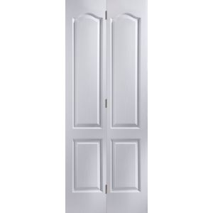 Image of 4 panel Primed White Woodgrain effect Internal Bi-fold Door set (H)1950mm (W)595mm