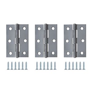 Image of Chrome-plated Steel Butt Door hinge (L)75mm Pack of 3