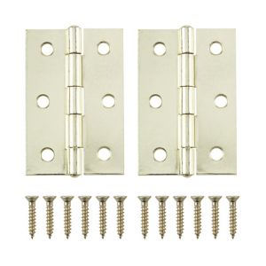 Brass-Plated Metal Butt Door Hinge No75 (L)65mm, Pack Of 2
