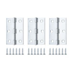 Zinc-Plated Metal Butt Door Hinge N174 (L)75mm, Pack Of 3