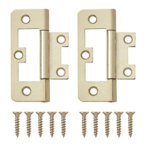 Image of Brass-plated Metal Flush Door hinge (L)65mm Pack of 8