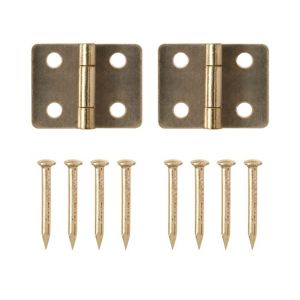 Image of Brass-plated Metal Butt Door hinge (L)13mm Pack of 2