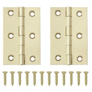 Image of Brass-plated Metal Butt Door hinge (L)65mm Pack of 2