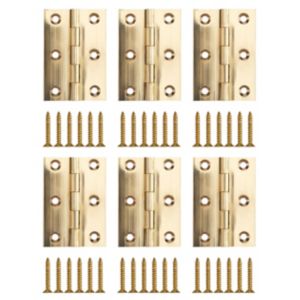 Image of Polished Brass-plated Metal Butt Door hinge (L)75mm Pack of 6