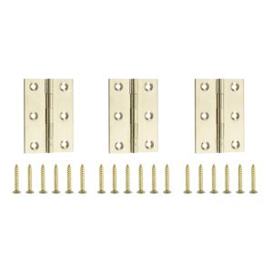 Image of Polished Brass-plated Metal Butt Door hinge (L)75mm Pack of 3