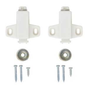 Image of White Metal & plastic Magnetic Cabinet catch Pack of 2