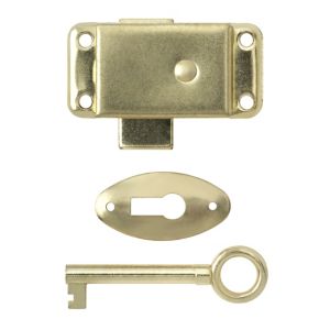 Image of B&Q Brass-plated Steel Wardrobe lock (L)51mm