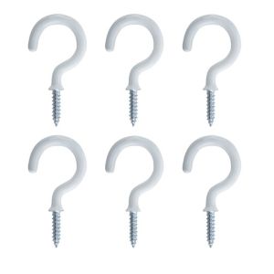 Image of White Medium Cup hook (L)20mm Pack of 6