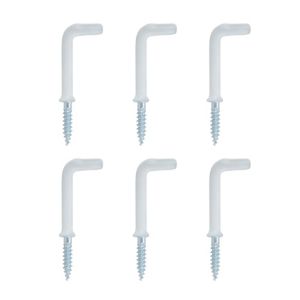 Image of White Medium Cup hook (L)39.5mm Pack of 6