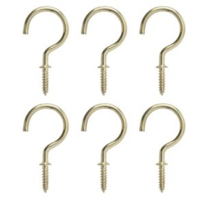 Image of Brass-plated Extra large Cup hook (L)55mm Pack of 6