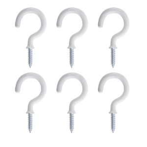 Image of White Large Cup hook (L)46.5mm Pack of 6
