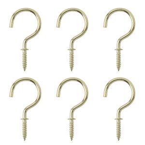 Image of Brass-plated Large Cup hook (L)46.5mm Pack of 6