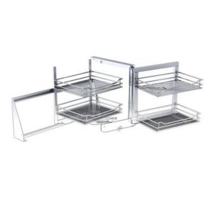Cooke & Lewis Corner Cabinet White Silver Effect Soft-Close Storage System