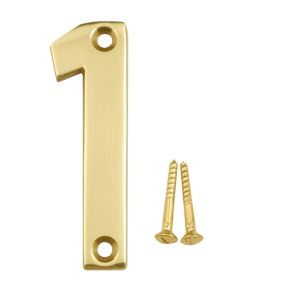 Image of Polished Brass effect Metal House number 1 (H)75mm (W)20mm