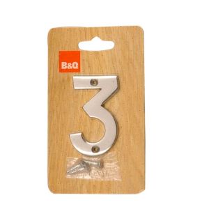 Image of Polished Chrome effect Brass House number 3 (H)75mm (W)48mm