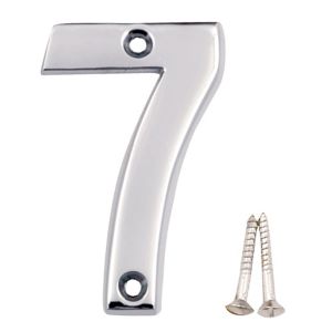 Image of Polished Chrome effect Brass House number 7 (H)75mm (W)48mm