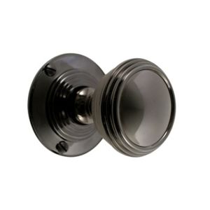 Image of Black Iridium effect Brass Round Door knob (Dia)55.66mm Pair