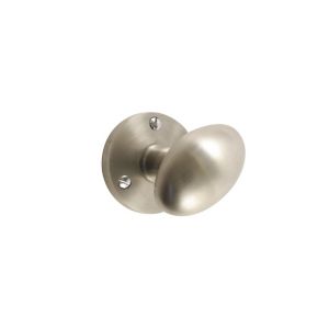 Image of Satin Nickel effect Brass Round Door knob (Dia)58.3mm Pair