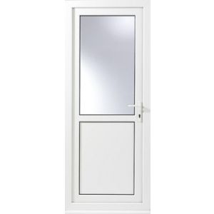 Glazed White Upvc Lh External Back Door Set, (H)2055mm (W)840mm