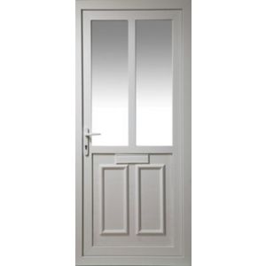Obscure Double Glazed Panelled White Upvc External Front Door & Frame, (H)2055mm (W)920mm