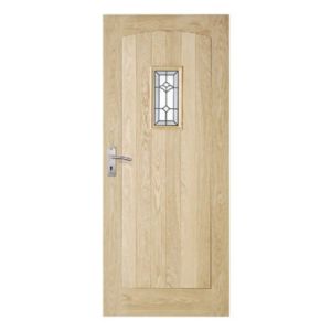 Croft 2 Panel Bevelled Glazed Hardwood Veneer External Front Door, (H)2032mm (W)813mm