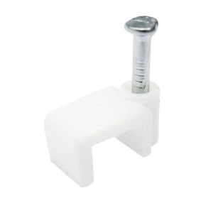 Image of B&Q White Round 0.75mm Cable clips Pack of 20