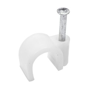 Image of B&Q White Round 4mm Cable clips Pack of 20