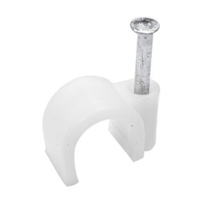 Image of B&Q White Round 5mm Cable clips Pack of 100