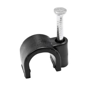 Image of B&Q Black Round 7mm Cable clips Pack of 100