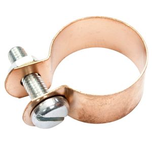 Image of Gold 15mm Copper Earth Connecting Cable clips Pack of 10