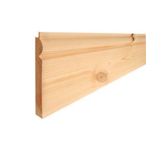 Image of Smooth Natural Redwood Skirting board (L)2.4m (W)144mm (T)20mm Pack of 4