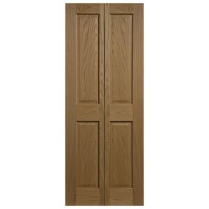 Image of 4 panel Oak veneer Internal Bi-fold Door set (H)1945mm (W)753mm