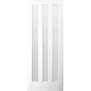 Image of Vertical 3 panel Glazed Primed White LH & RH Internal Door (H)1981mm (W)762mm